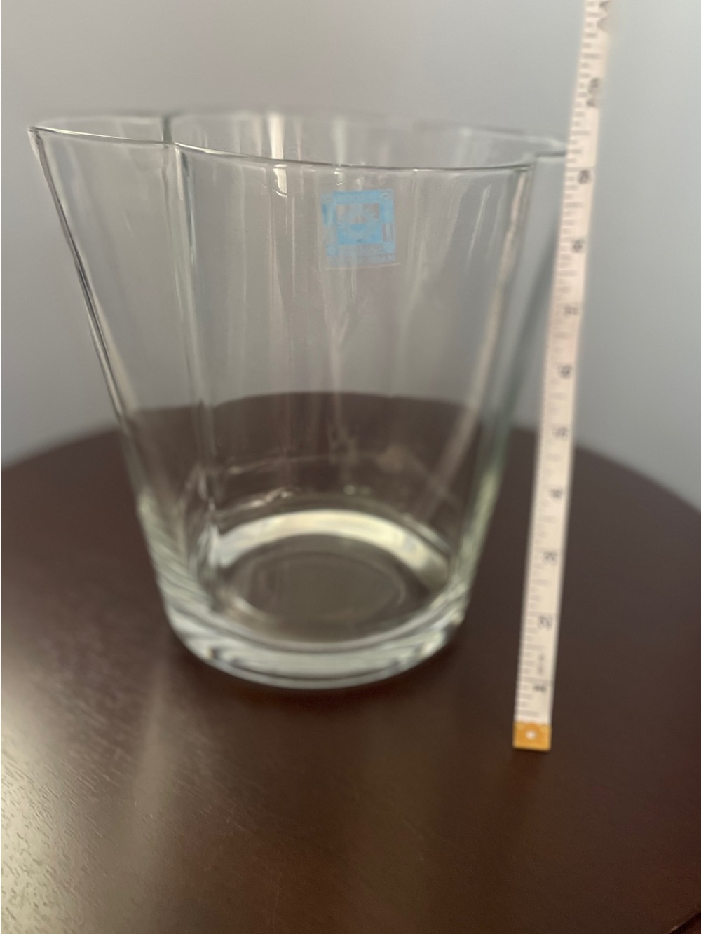 NWT Caldier Italian Clover Shape Clear Glass Vase 9"